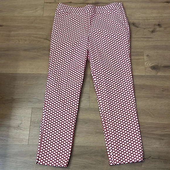 Talbots | Chatham red & white scallop geo crop pants Women’s size 8P 8 petite - Picture 1 of 9